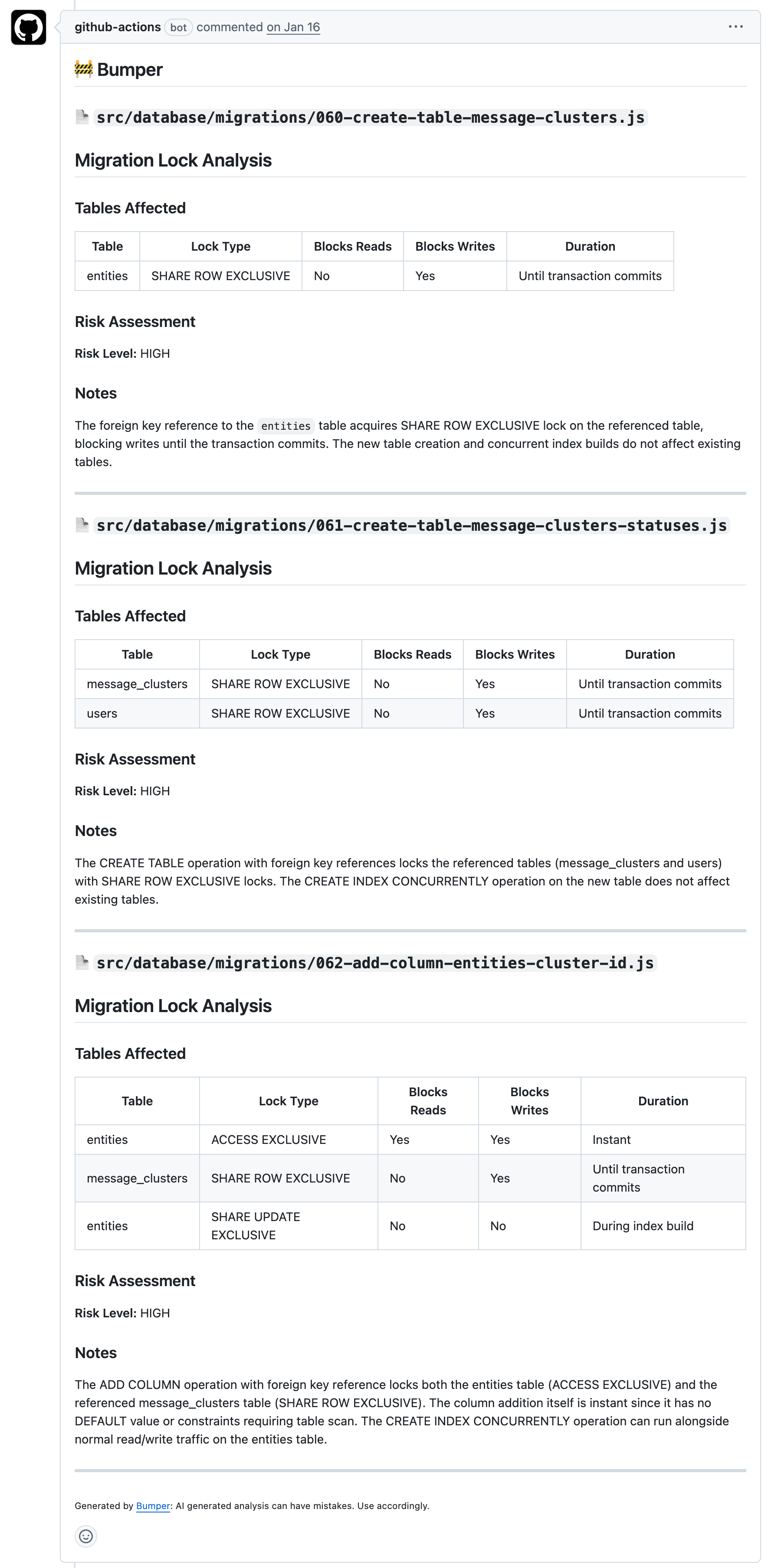 Multi-migration result
